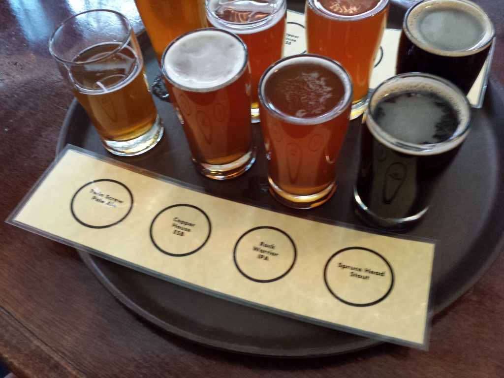 Beer Flight at Rock Harbor brewery in Rockland