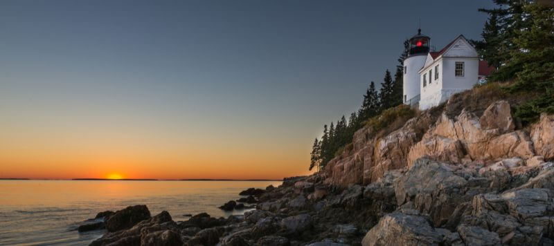 The Bass Harbor lighthouse with a gorgeous skyline