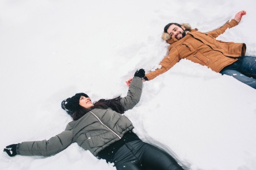 Couple in the Winter in Camden, Maine