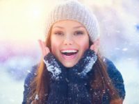 Winter fun in Maine - Woman Outside in the Winter Smiling