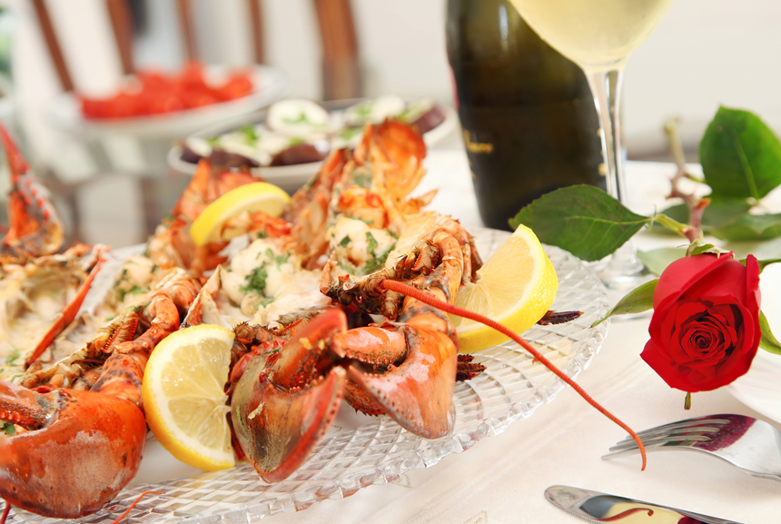 An elegant plate of lobster for a celebratory anniversary dinner.