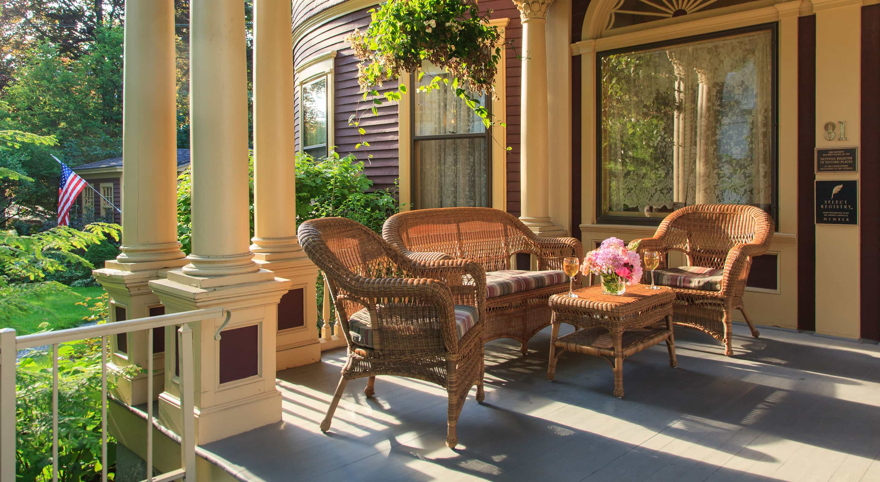 Sitting area outside the Berry Manor Inn