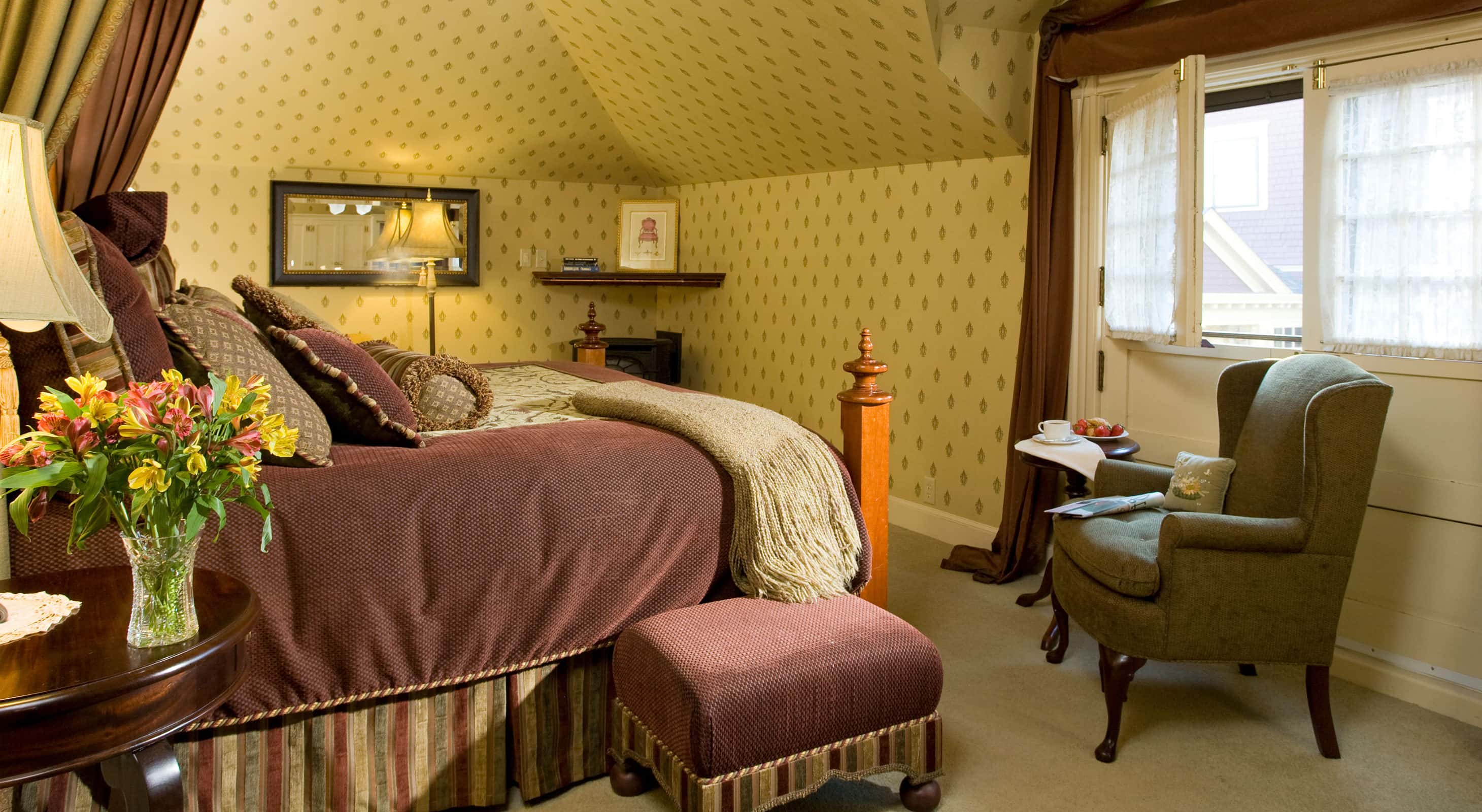 Lushly furnished bed in Room 9