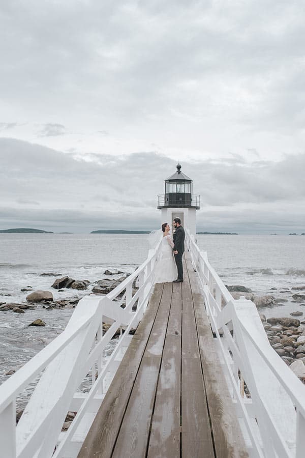 Bride and Groom in front of Lighthouse