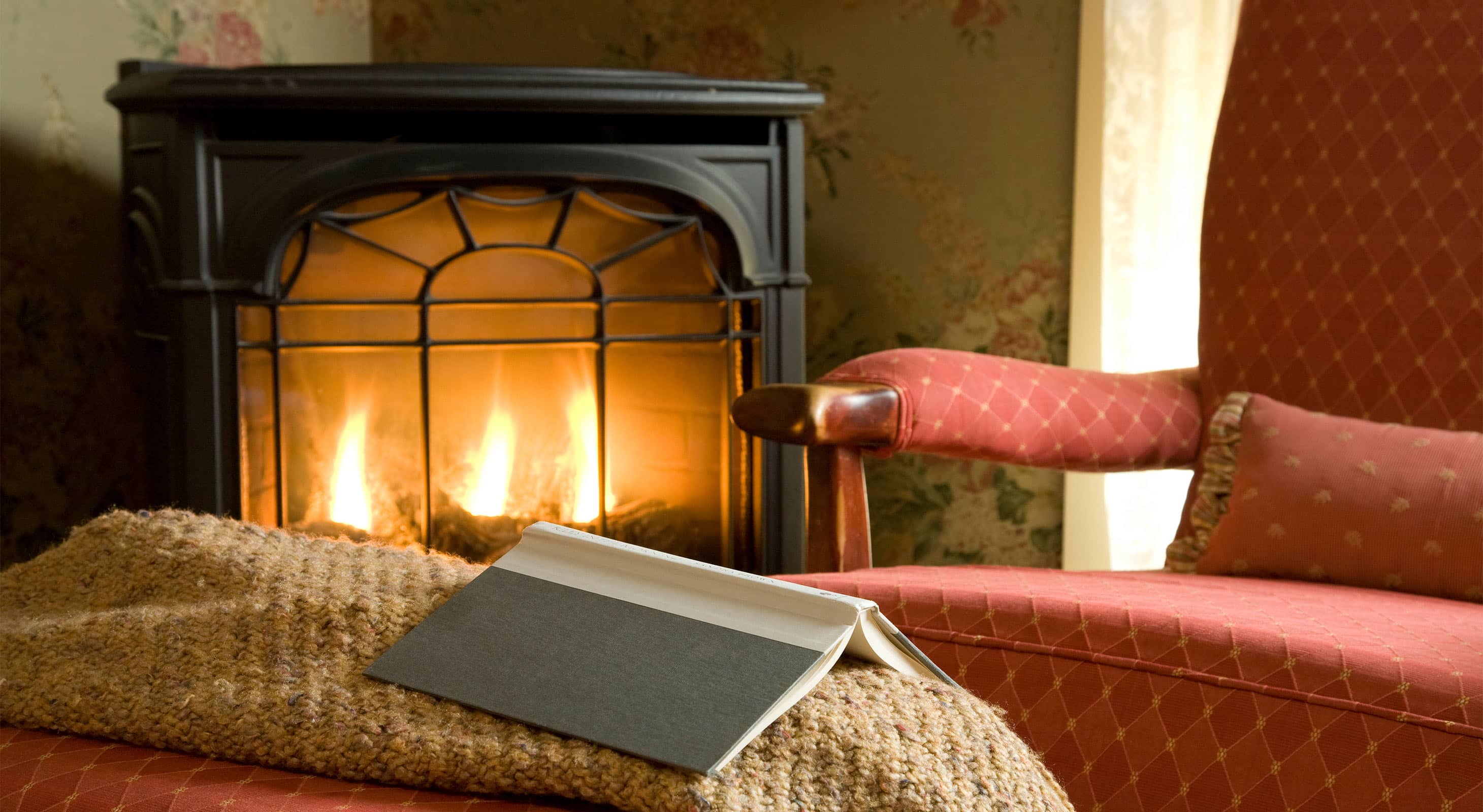 Reading Book by the Fireplace