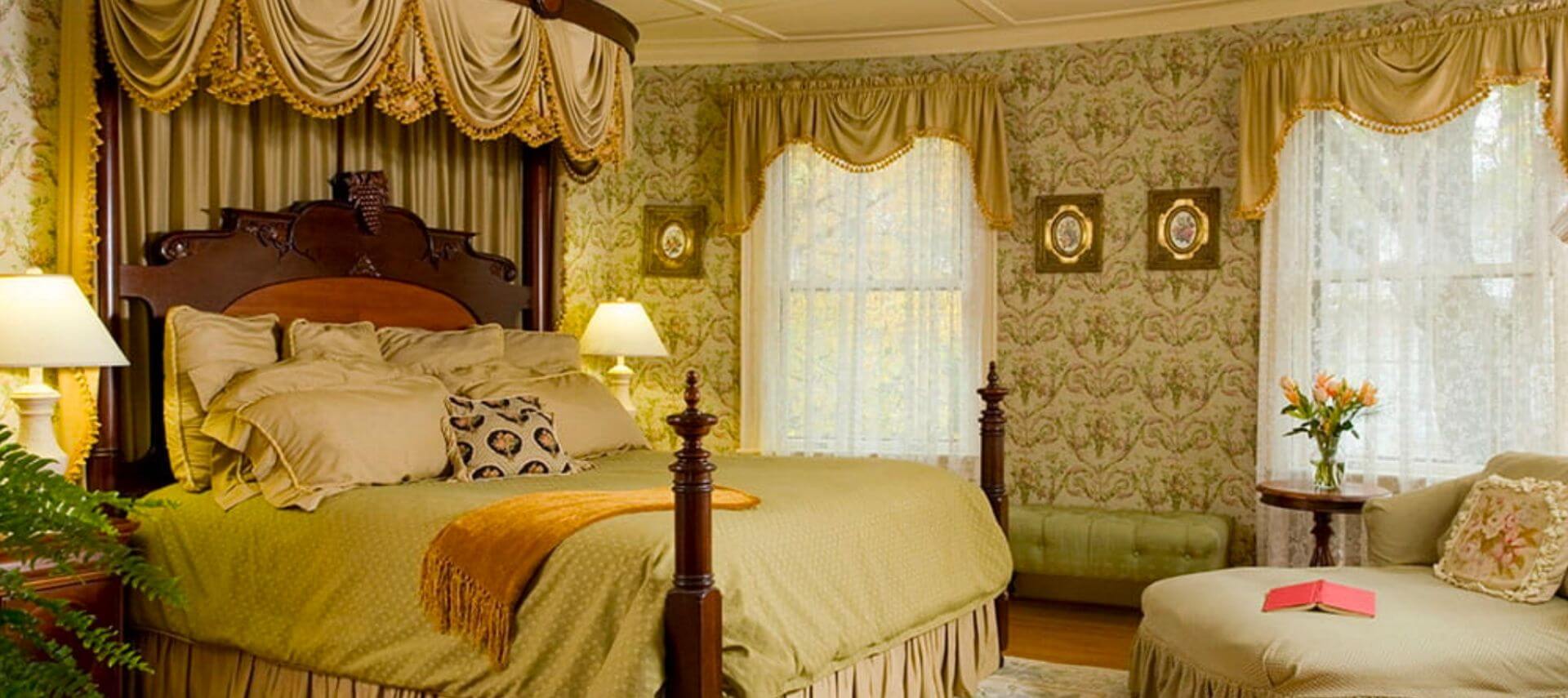 Luxurious guest room at the Berry Manor Inn