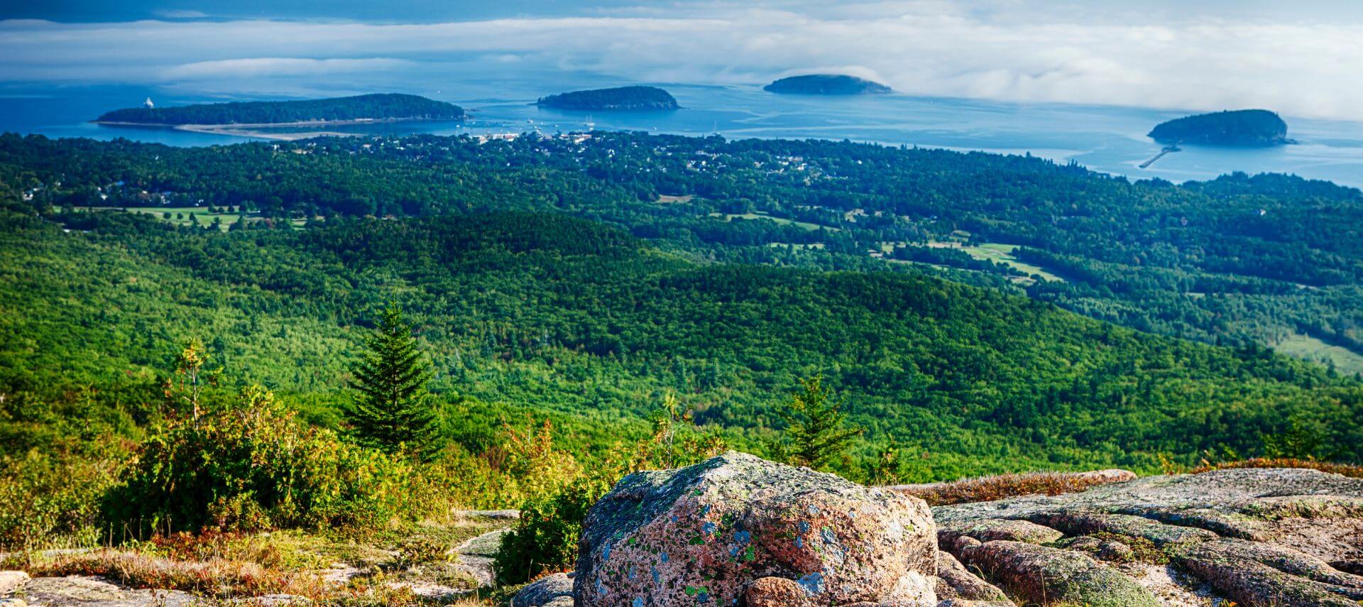 Aerial view of Acadia National Park in Maine