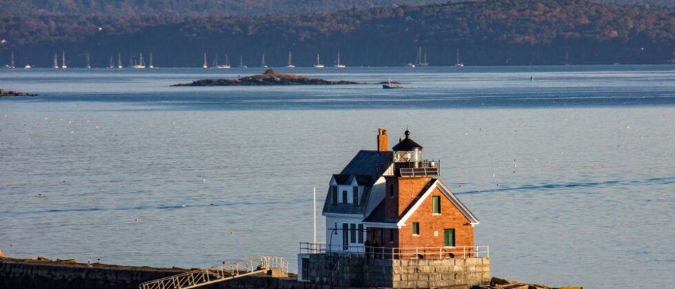 Lighthouse in the Rockland Harbor - one of the best things to do in Rockland, Maine this fall
